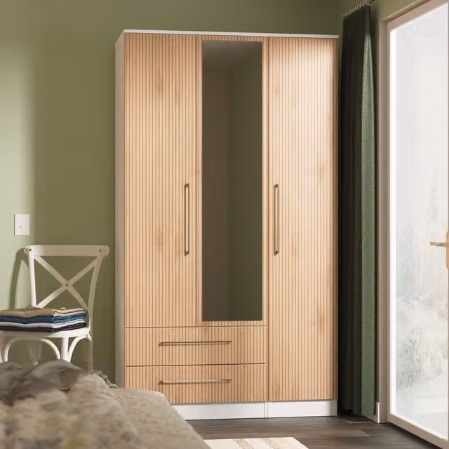 Ready Assembled 2 U Gloucester Triple Mirror Wardrobe with 2 Drawers in White