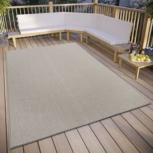 HANSE Home Pure Modern Plain Flat Weave Indoor & Outdoor Rug, Beige, W: 63 cm, D: 120 cm