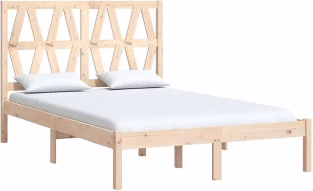 Berkfield Home Beautiful Bed Frame in Natural Solid Wood Pine, W/D/H: 140 x 200 cm