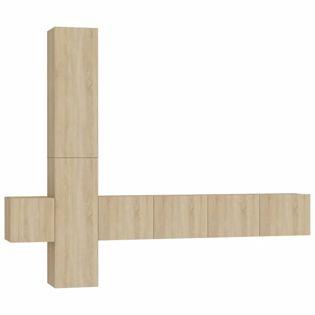 Berkfield Home 5 Piece Modern TV Cabinet Set in Sonoma Oak Brown and Beige MDF – 2