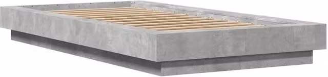 Berkfield Home Durable Bed Frame with Under-Bed LED Lighting in Concrete Grey – 1