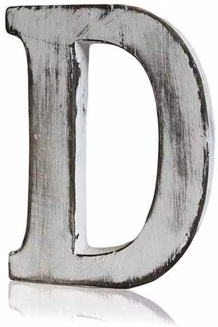KDMK Handcrafted Shabby Chic Wooden Alphabet Letter D in White