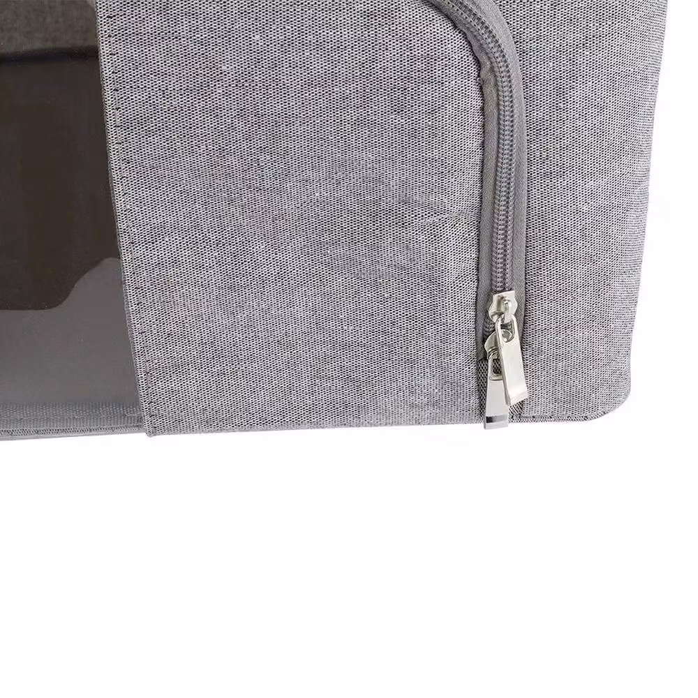 FLAVORA Foldable Fabric Clothes Storage Box, Grey, W: 40 cm, D: 30 cm, H: 20 cm – 3