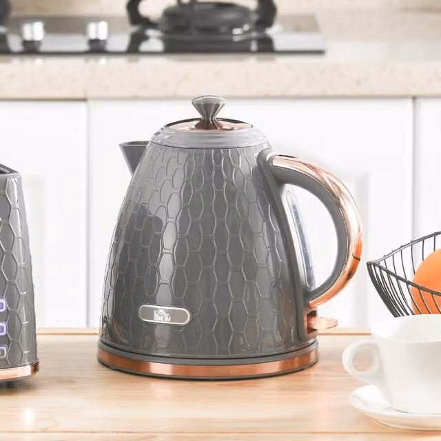 HOMCOM Fast Boil Electric Kettle 1.7 l, 2500 W, Grey and Transparent