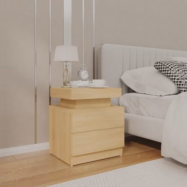Berkfield Home Bedside Cabinet in Sonoma Oak Brown, W/D/H: 45 x 35 x 52 cm – 1