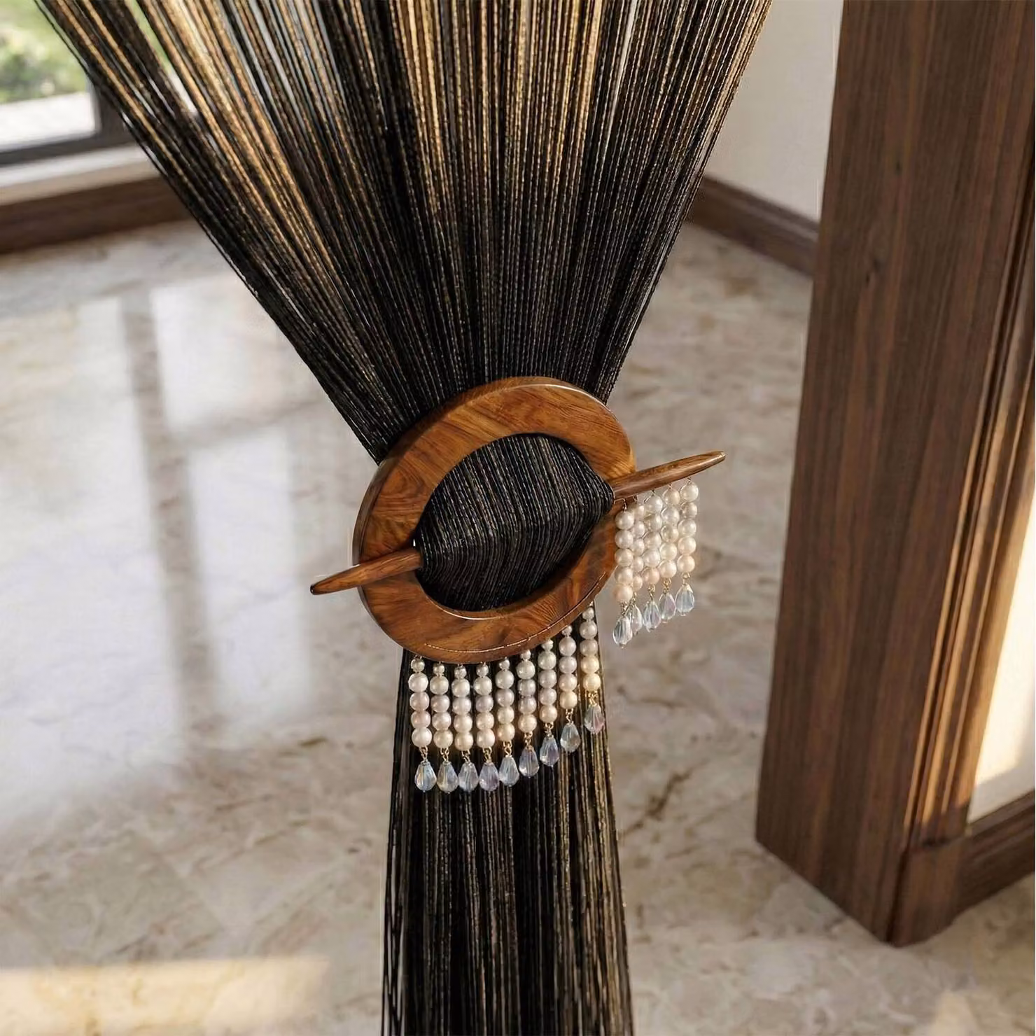 Homescapes Black Polyester String Curtain – 2