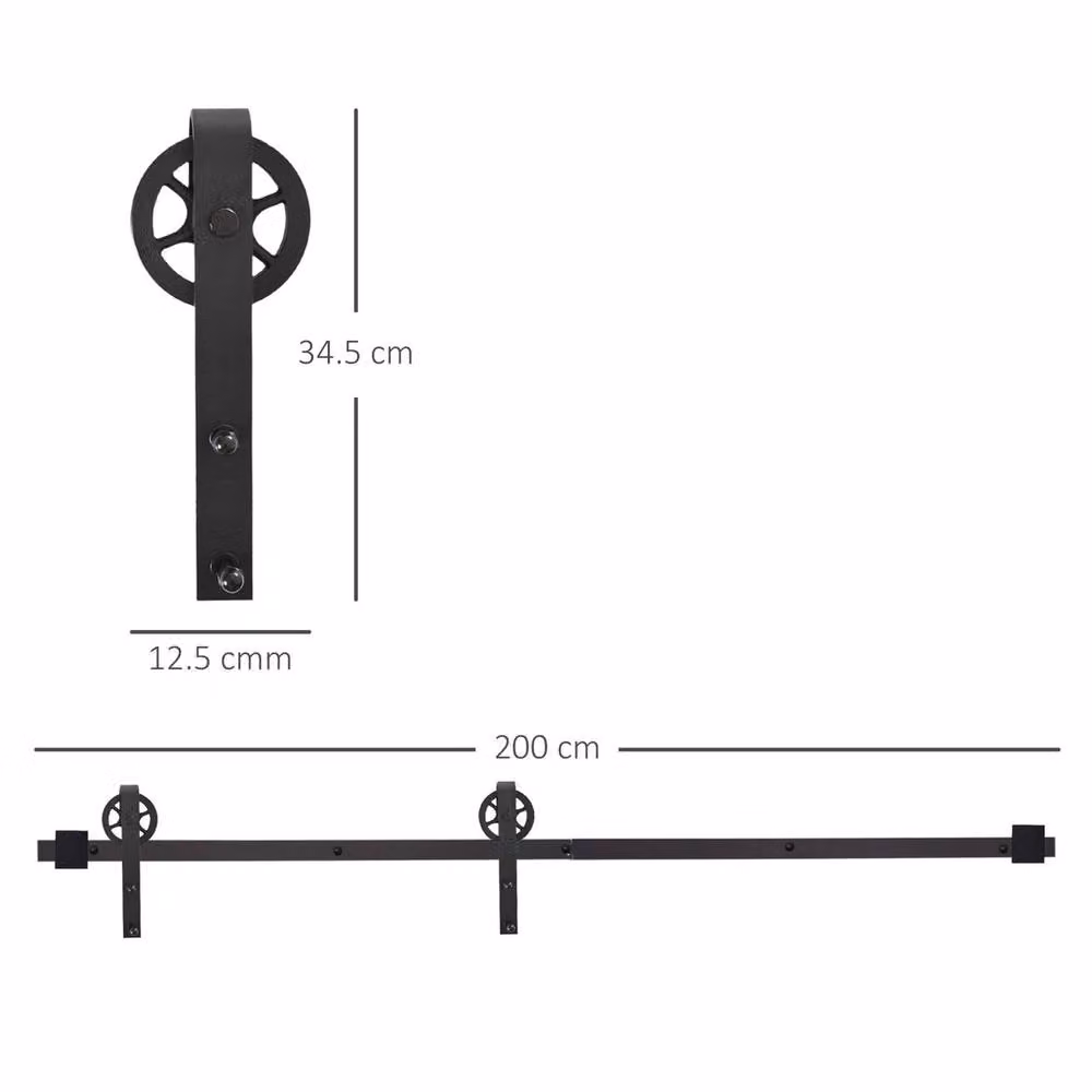 EONLION Matt Black Sliding Wood Barn Door Hardware Kit for 1000mm x 2000mm Doors – 2