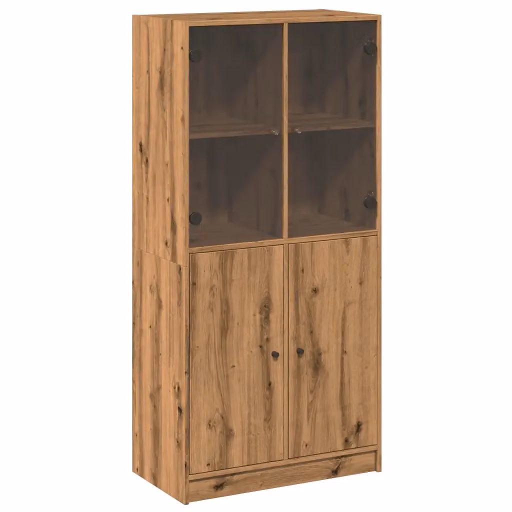 Berkfield Home Artisan Oak Highboard with Hinged Doors and Internal Shelves, Brown, W: 68 cm, D: 37 cm, H: 142 cm – 2