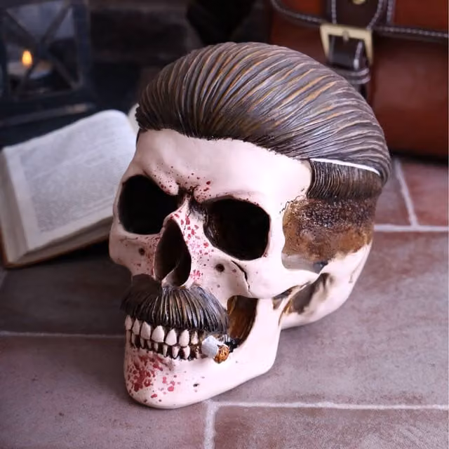 Nemesis Now Henchman Skull Smoking Tabletop Figurine in White, Brown and Red