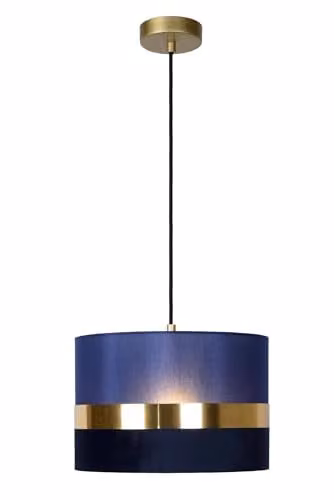 Lucide Extravaganza Tusse Retro Pendant Light in Blue and Gold/Brass, Diameter: 30 cm – 1