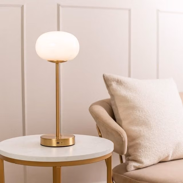 ValueLights Emmy Rechargeable LED Portable Touch Table Lamp in Gold/Brass – 1