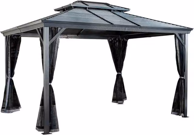 Sojag Ventura II Gazebo in Dark Grey with Aluminium and Galvanised Steel Frame, W/D/H: 297 x 362 x 273 cm – 1