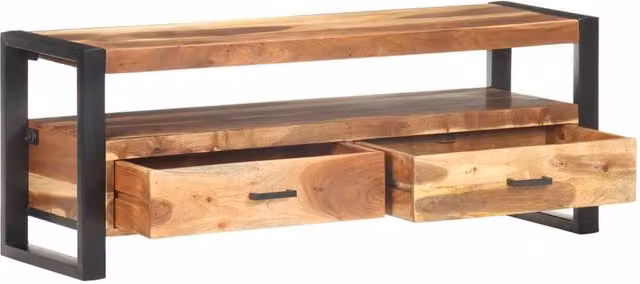 Berkfield Home Solid Wood TV Cabinet in Brown Honey Finish, W/D/H: 120 x 35 x 45 cm