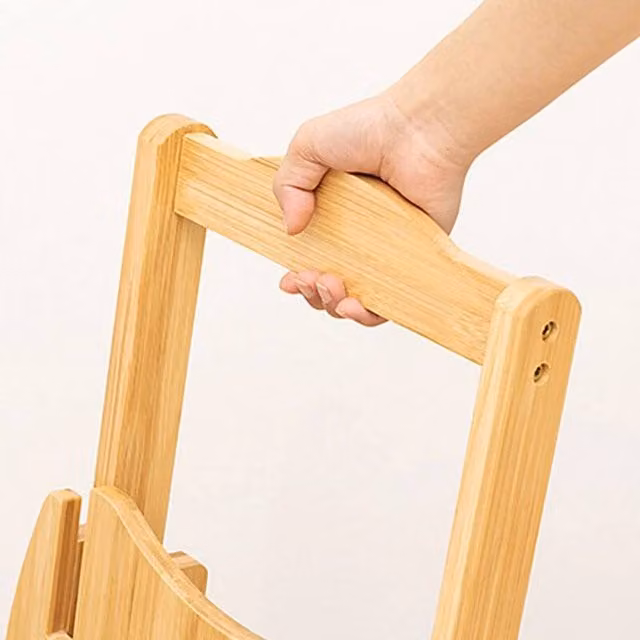 FLAVORA Bamboo Bar Stools in Natural Wood for Kitchen and Breakfast Bars
