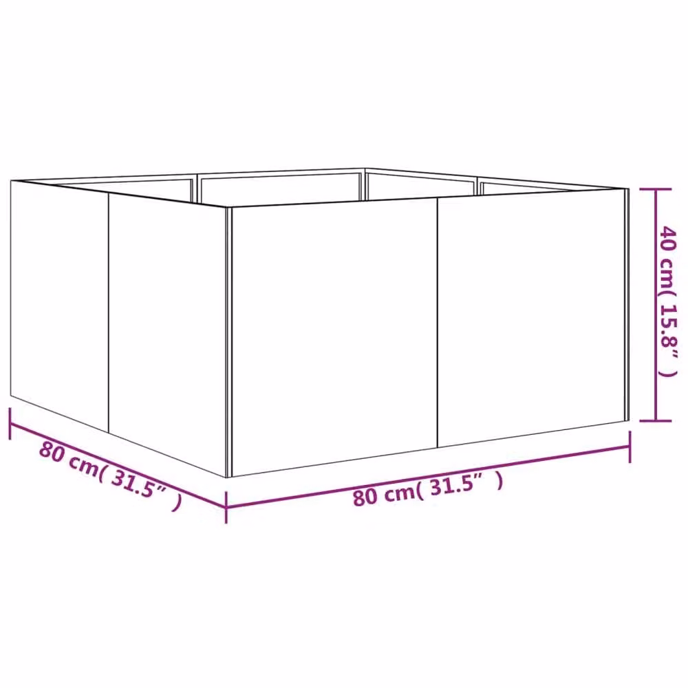 Berkfield Home Brown Corten Steel Planter Tub W/D/H: 80 x 80 x 40 cm – 3