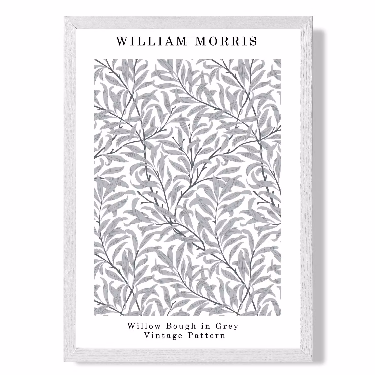 ARTZE William Morris Willow Floral Art Print in Grey with White Frame, A2 Size – 2