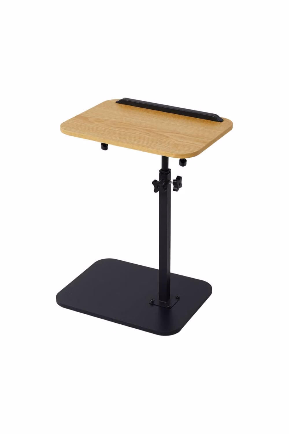 H&O Direct Adjustable Height Side Table with Tilting and Rotating Rectangular Top in Beige Wood Finish – 4