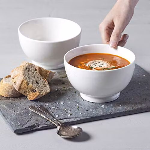 WM Bartleet & Sons 1750 Set of 2 White Porcelain Individual Soup, Cereal, Rice, Noodle and Salad Bowls, Diameter: 14 cm – 2