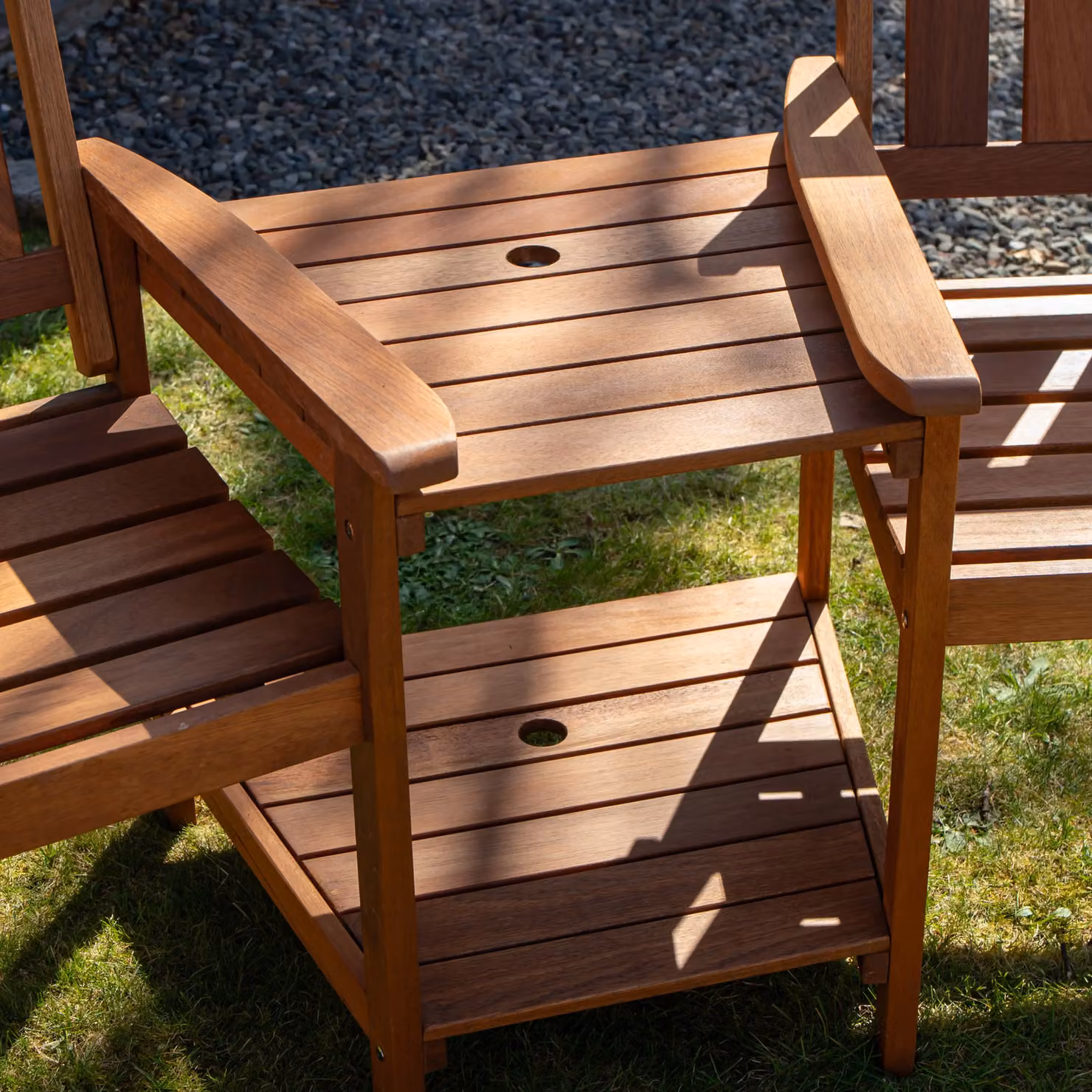 Samuel Alexander Rydal 2 Seater Wooden Garden Patio Love Seat and Table Set in Brown – 2