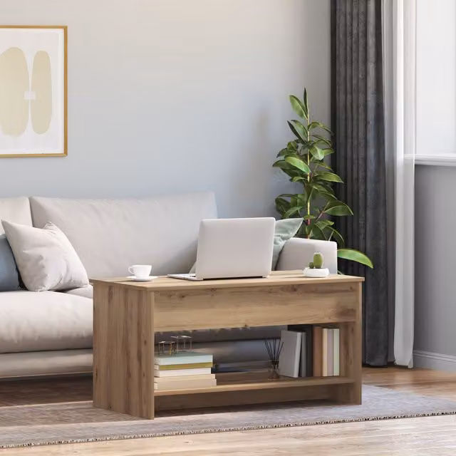 Berkfield Home Artisan Oak Coffee Table in Brown, W: 102 cm, D: 50 cm, H: 52.5 cm