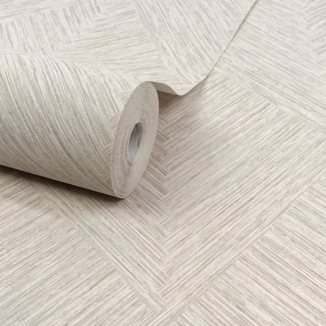 Grandeco Boutique Loni Geometric Weave Luxury Embossed Wallpaper in Marl Grey