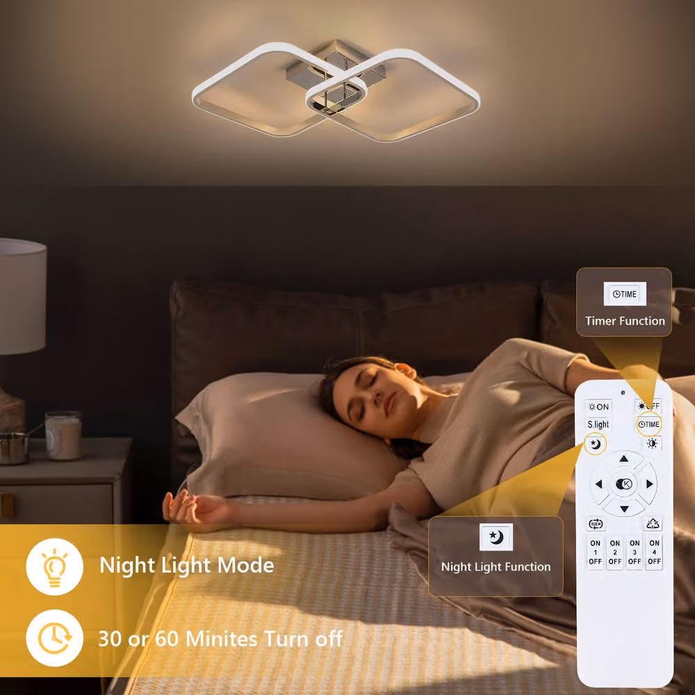 Pheashine Modern LED Ring Ceiling Light in Silver with Remote Control, 3000-6500K – 2
