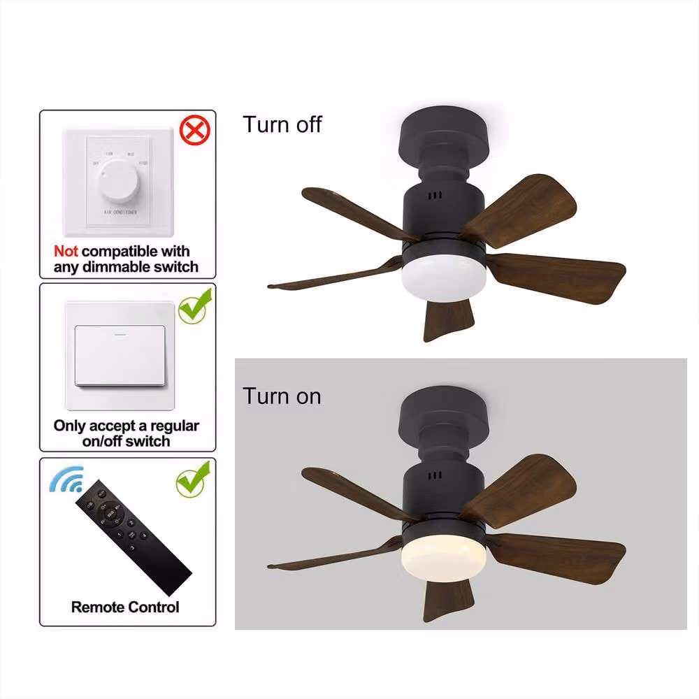 NIVOR Dimmable LED Ceiling Fan Light with Remote Control, E27 Socket, 4 Speeds and 3 CCT, Dark Brown, Diameter: 45 cm – 5