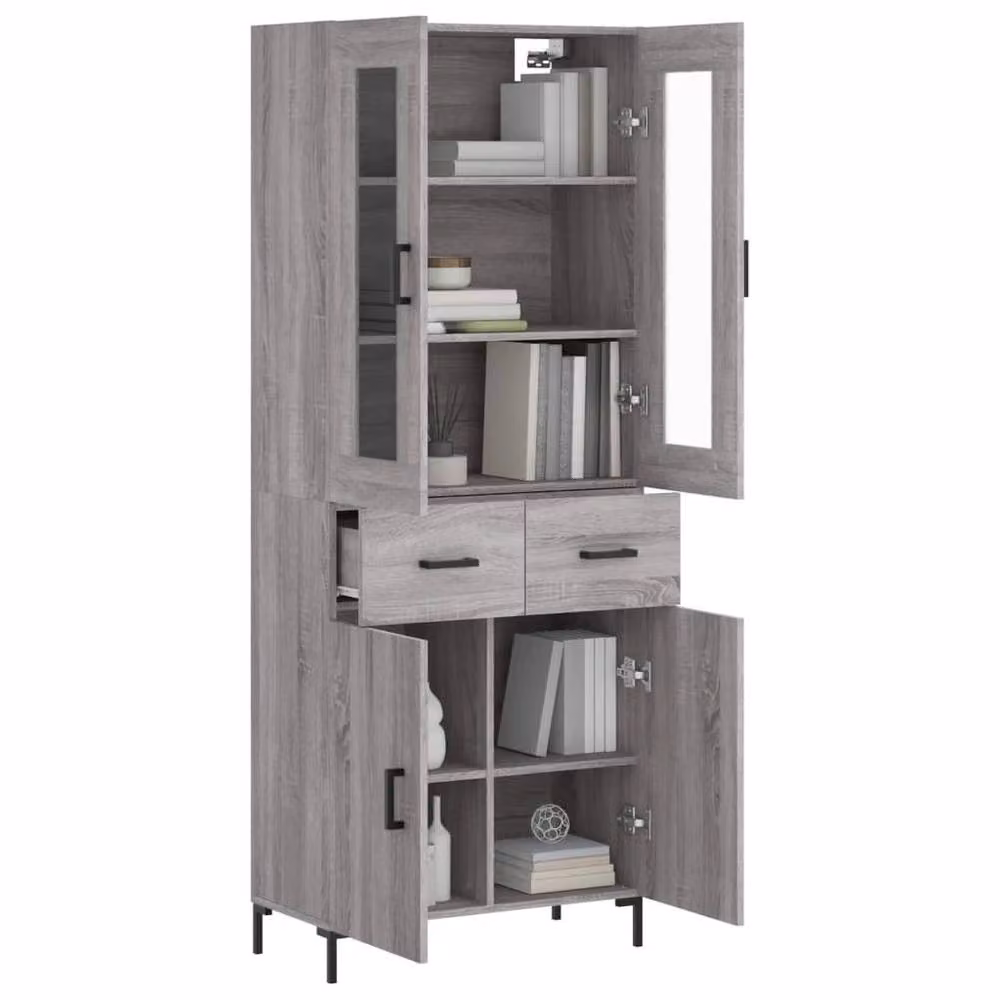 Berkfield Home Grey Sonoma Highboard in Engineered Wood, W/D/H: 69.5 x 34 x 180 cm – 3