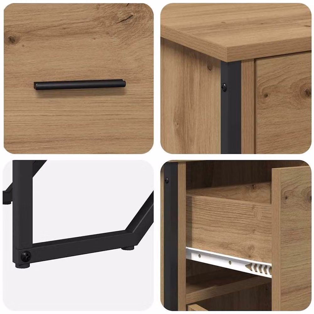 Berkfield Home Artisan Oak Sideboard in Brown, W/D/H: 97 x 32.5 x 74.5 cm – 5