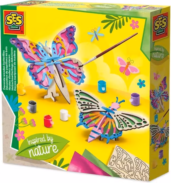 SES Decorate Wooden Butterflies Creative Craft Set in Multicolour and White