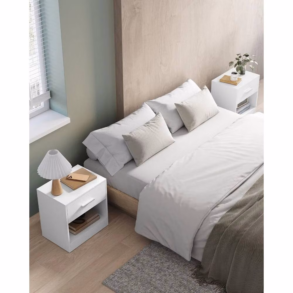 KORVIXA Set of 2 White Modern Bedside Tables – 2