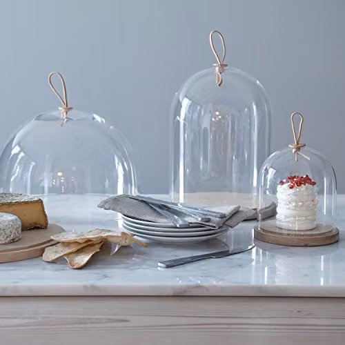 LSA International Ivalo Dome with Ash Base, Clear Glass and Wood, Diameter: 22 cm, Height: 28.5 cm – 2