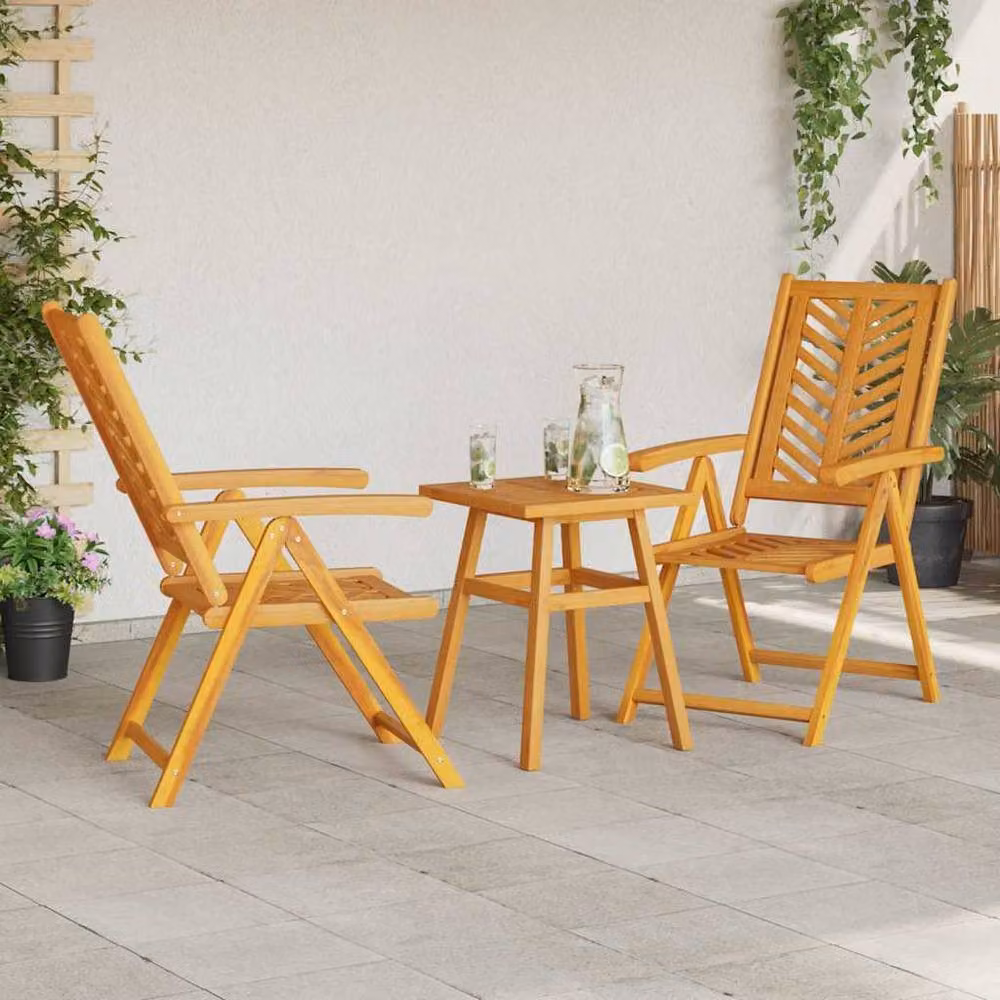 Berkfield Home 3 Piece Brown Solid Acacia Wood Rustic Garden Set – 3