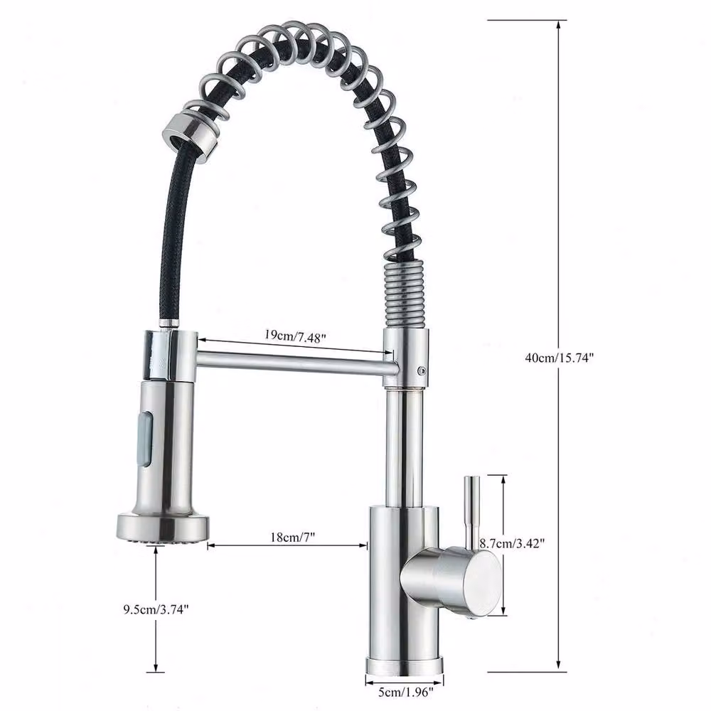 EONLION Monobloc Kitchen Sink Mixer Tap with Pull Out Hose in Silver and Chrome – 2