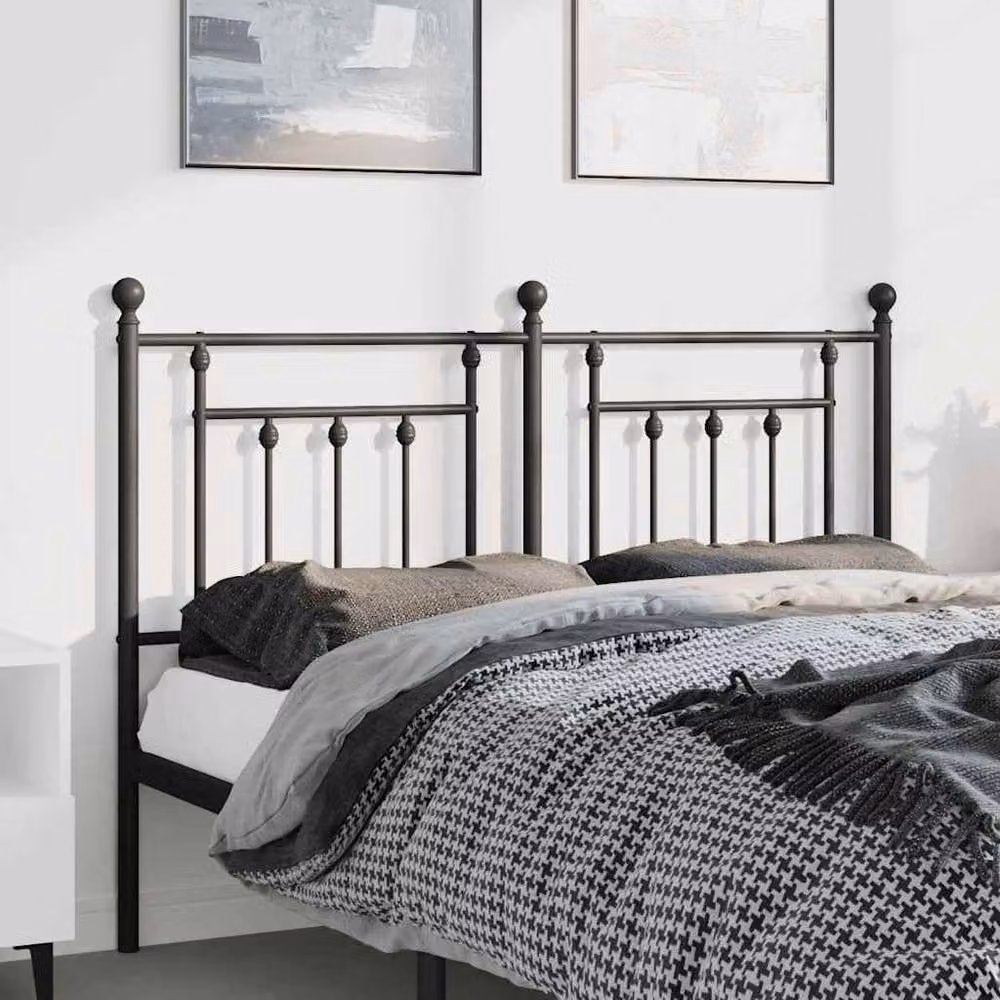 Berkfield Home Classic Metal Headboard, Black, Width: 135 cm – 2