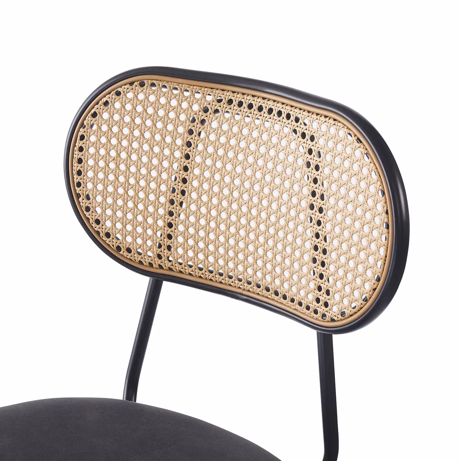Nordlys Set of 2 Industrial Black Lacquered Metal and Wood Wicker Bar Stools – 3
