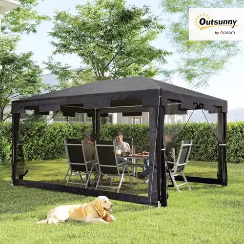 Outsunny Grey Hip Roof Garden Gazebo with Steel Frame, W: 295 cm, D: 255 cm, H: 295 cm – 2