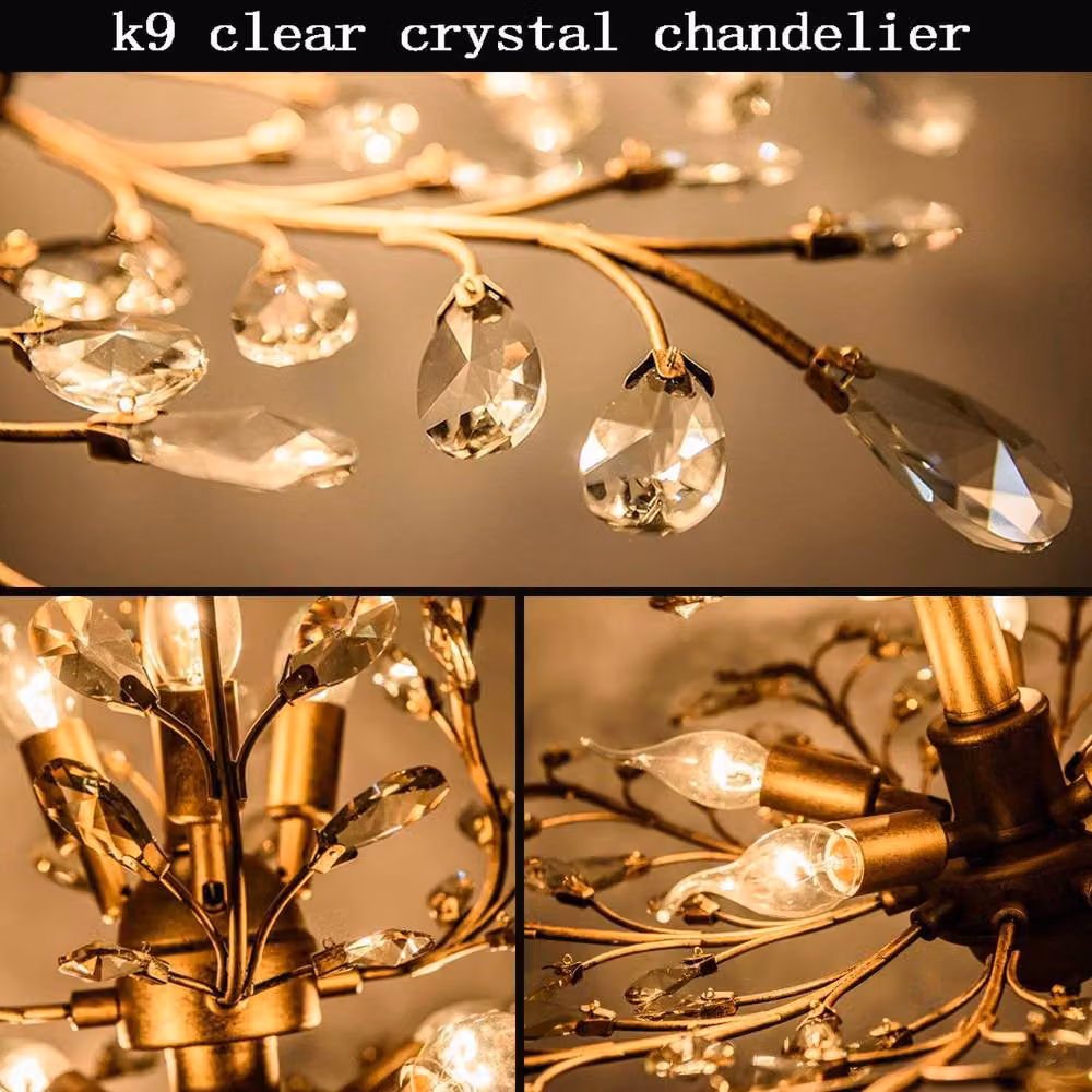 NIVOR Vintage 8-Light K9 Crystal Chandelier in Metallic Gold – 3