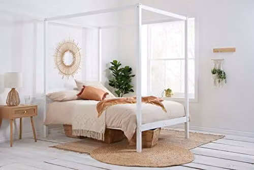 Birlea Mercia White Four Poster Solid Wood Double Bed Frame W/D/H: 140 x 200 x 198 cm – 2