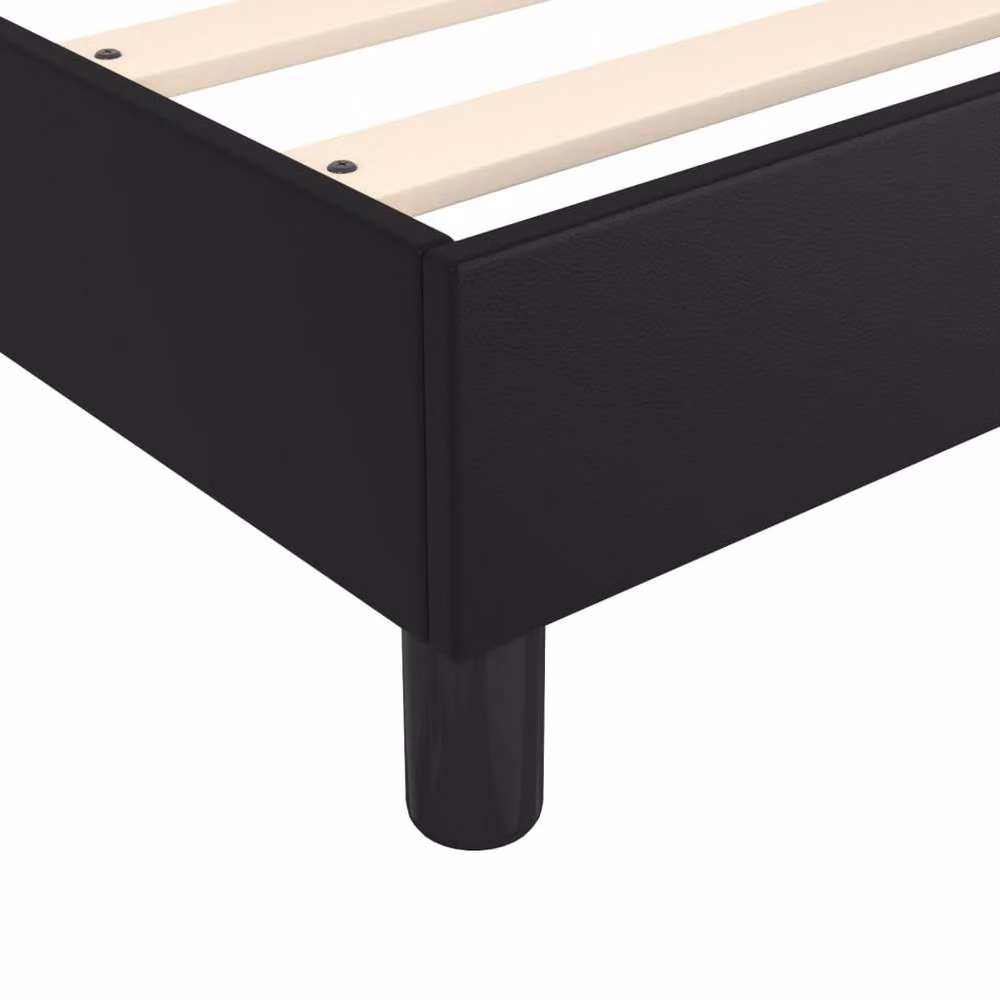 Berkfield Home Durable Upholstered Box Spring Bed Frame in Black Faux Leather W/D/H: 135 x 190 x 25 cm – 4