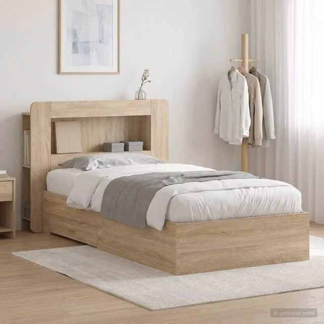Berkfield Home Sonoma Oak Bed Frame with Storage Drawers, Brown, W: 80 cm, L: 200 cm – 1