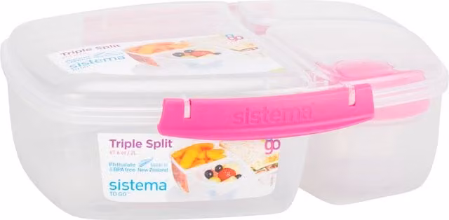 Sistema Triple Split Transparent Plastic Leakproof and Microwave Safe Stackable Container with Compartments and Dividers