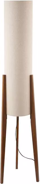 Happy Homewares Designer Floor Lamp with Beige Fabric Shade and Brown Wooden Tripod Legs, H 130 cm x W 30 cm x D 30 cm – 1