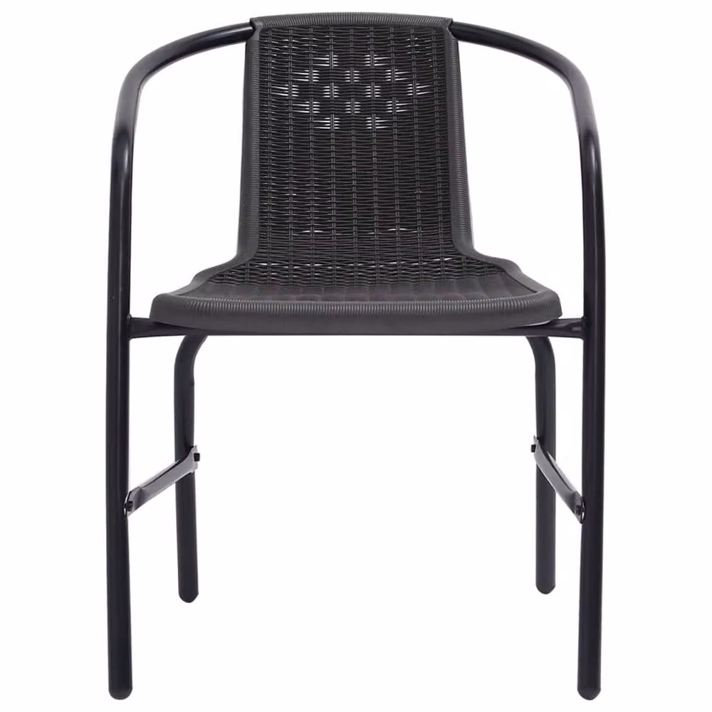 Berkfield Home Set of 4 Black Plastic Rattan and Steel Garden Chairs – 3