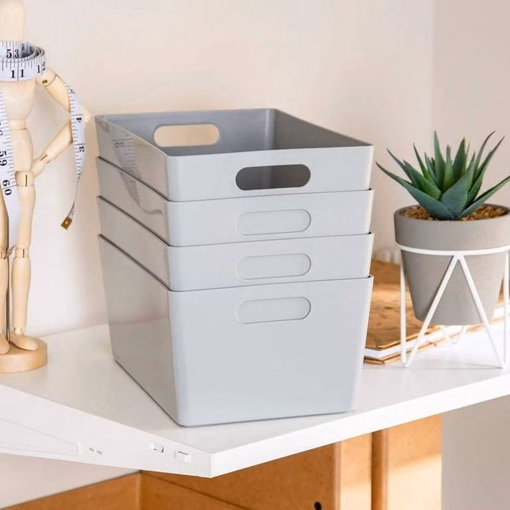 PAWNORA Pack of 6 Grey Plastic Multi-Storage Baskets, Width: 35 cm – 2