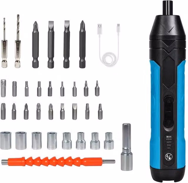 Nordara 4V Cordless Electric Screwdriver Set with Fast-Charging Rechargeable Battery, Black, Width: 520 cm – 1