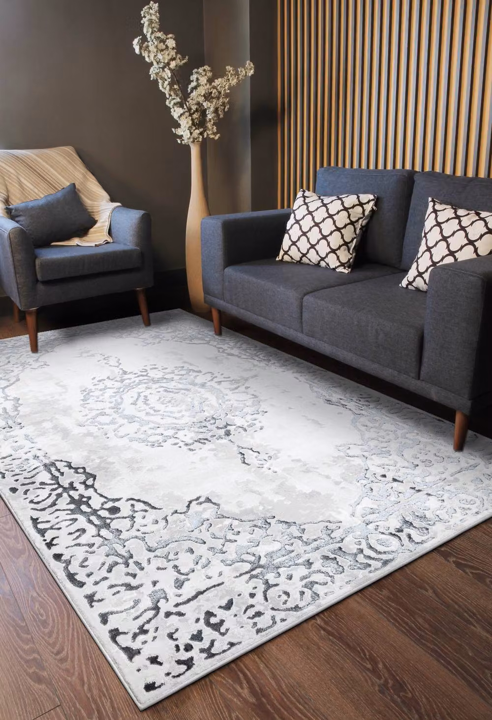 RugsX Allure Geometric Modern Rug in White, W: 140 cm, L: 190 cm – 2