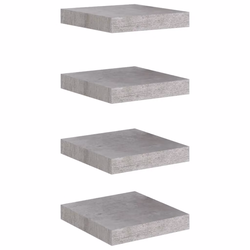 Berkfield Home Floating Wall Shelves, 4 Piece Set, Concrete Grey, W/D/H: 23 x 23.5 x 3.8 cm – 2