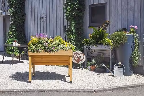 VegTrug Classic Wood Raised Bed Planter in Brown, W: 104 cm, D: 76 cm, H: 80 cm – 11