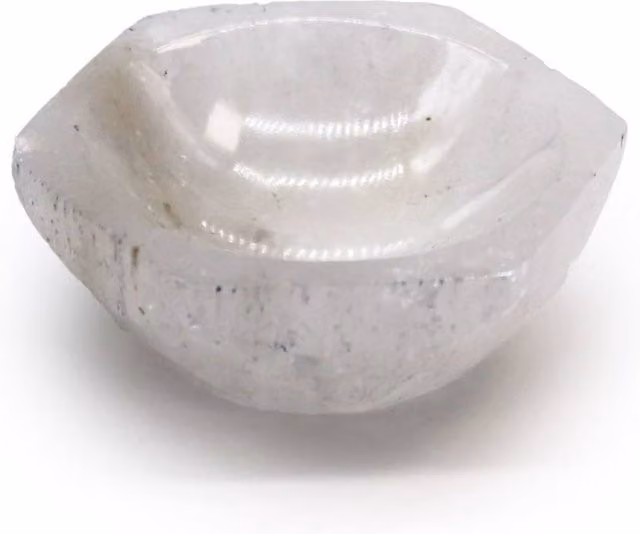KDMD White Selenite Hexagonal Stone Bowl for Jewelry and Decor, Diameter: 6 cm